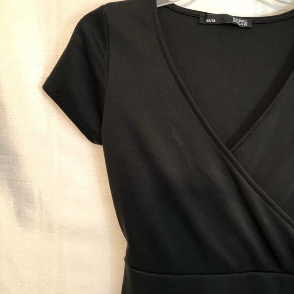 Faux Black Wrap Around  Dress Ladies Med - Picture 4 of 8